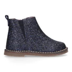 Botín niña con elástico y cremallera en piel GLITTER.