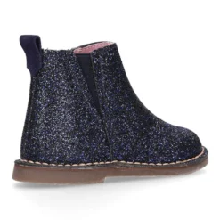 Botín niña con elástico y cremallera en piel GLITTER.