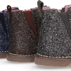 Botín niña con elástico y cremallera en piel GLITTER.