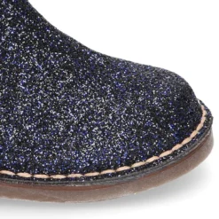 Botín niña con elástico y cremallera en piel GLITTER.