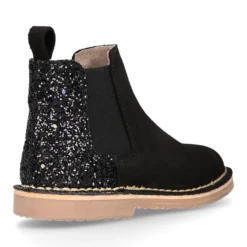 Botín niña con elástico y talonera en GLITTER en piel serraje.