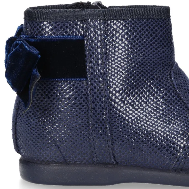 Botín niña con LAZO de terciopelo en Serratex estampado COBRA.