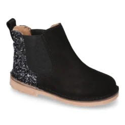 Botín niños con elástico y talonera GLITTER en piel serraje.