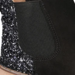 Botín niños con elástico y talonera GLITTER en piel serraje.