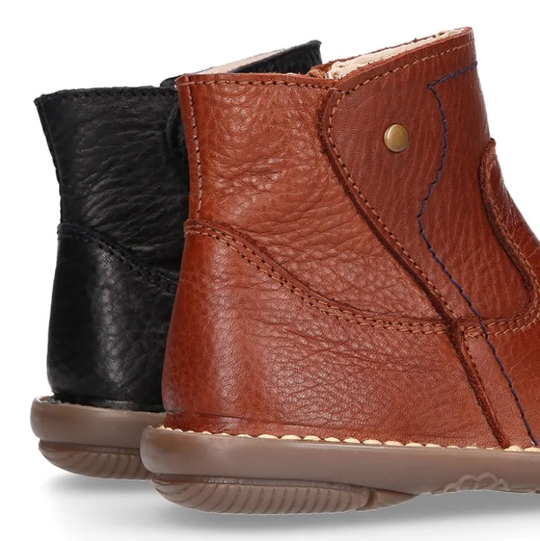 Botín niños SPORT con cremallera y suela súper flexible en piel.