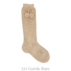 CALCETÍN ALTO PERLÉ CON BORLAS CONDOR.