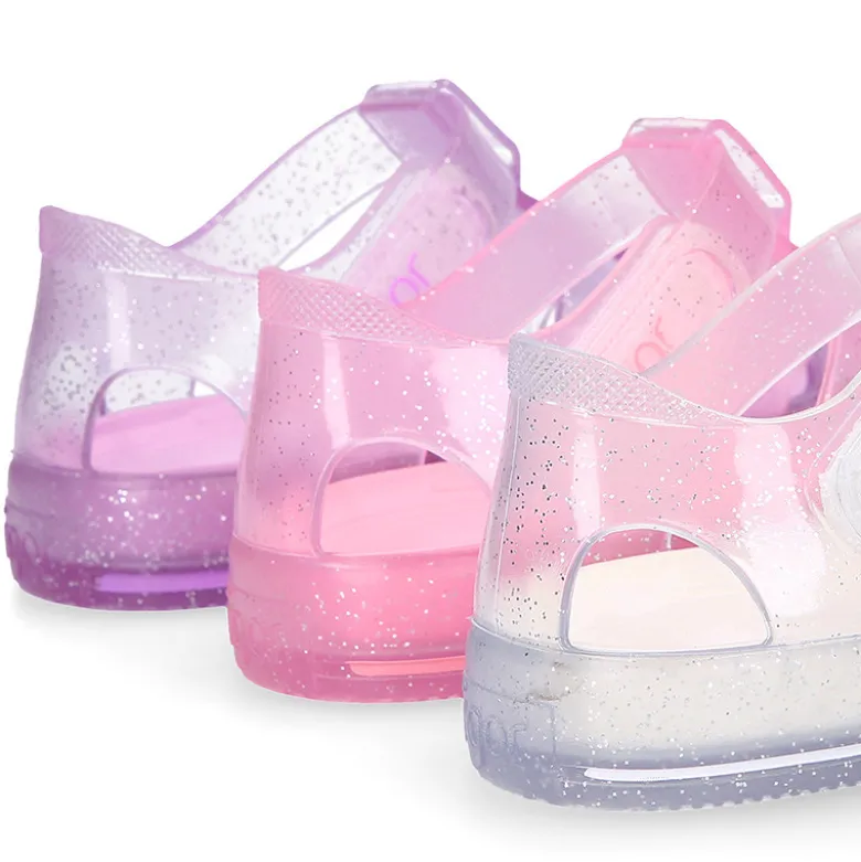 Cangrejera niña con cierre adherente tipo tenis CRISTAL GLITTER para Playa y Piscina.