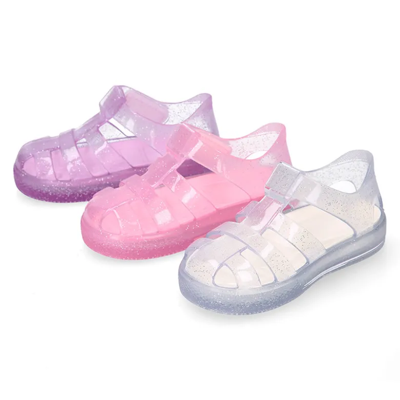 Cangrejera niña con cierre adherente tipo tenis CRISTAL GLITTER para Playa y Piscina.