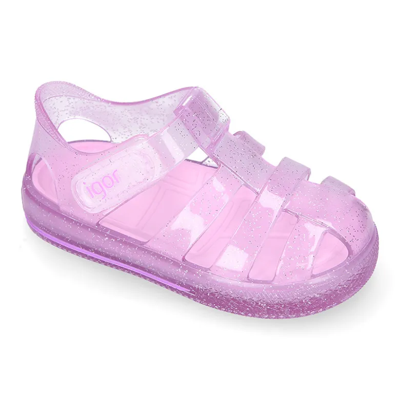 Cangrejera niña con cierre adherente tipo tenis CRISTAL GLITTER para Playa y Piscina.