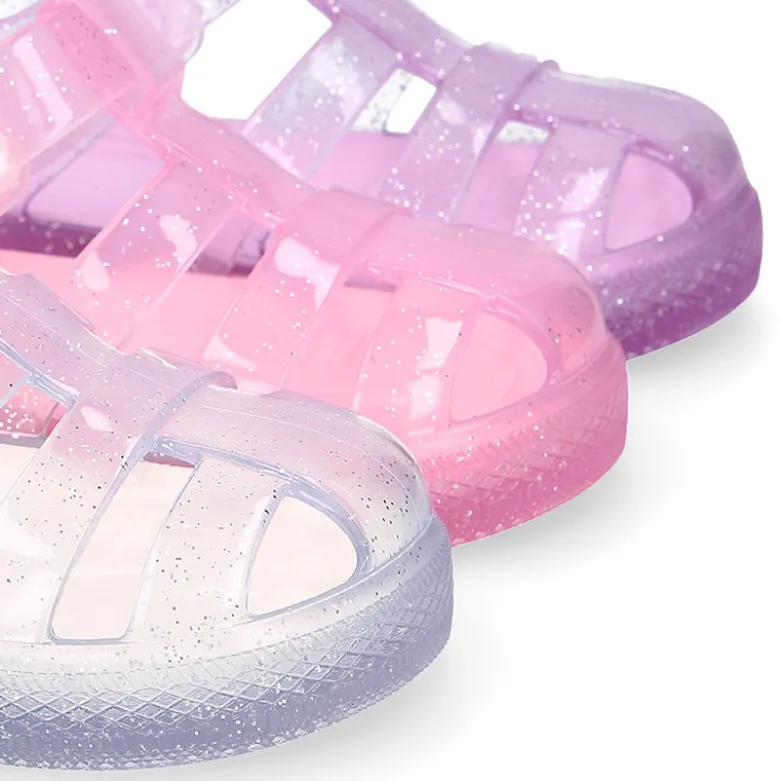 Cangrejera niña con cierre adherente tipo tenis CRISTAL GLITTER para Playa y Piscina.