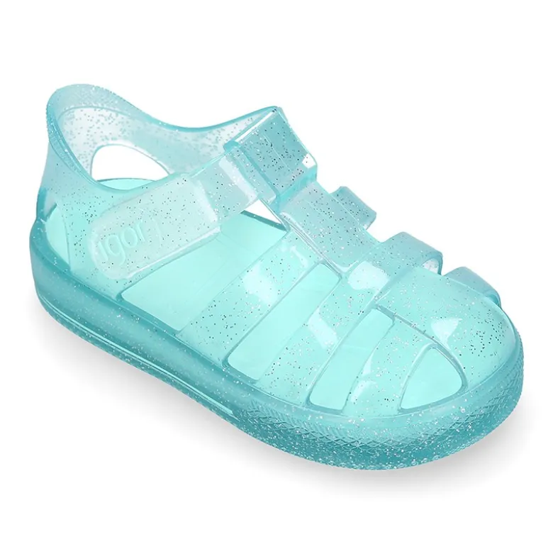 Cangrejera niña con cierre adherente tipo tenis CRISTAL GLITTER para Playa y Piscina.