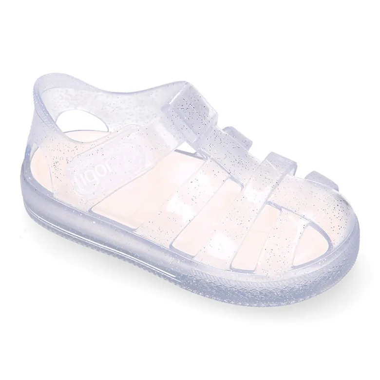 Cangrejera niña con cierre adherente tipo tenis CRISTAL GLITTER para Playa y Piscina.