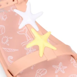 Cangrejera niña tipo sandalia en forma de T con ESTRELLAS en rosa.