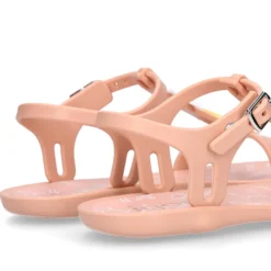 Cangrejera niña tipo sandalia en forma de T con ESTRELLAS en rosa.