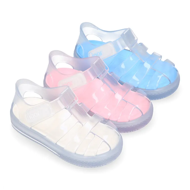 Cangrejera niños con cierre adherente tipo tenis CRISTAL para Playa y Piscina.