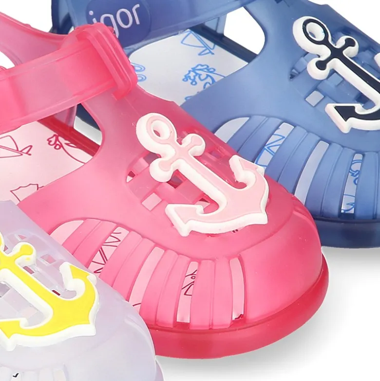 Cangrejera niños con diseño NÁUTICO y cierre adherente para Playa y Piscina.