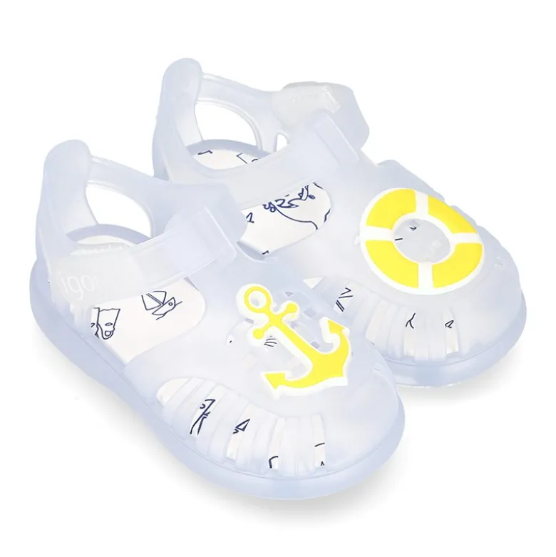 Cangrejera niños con diseño NÁUTICO y cierre adherente para Playa y Piscina.