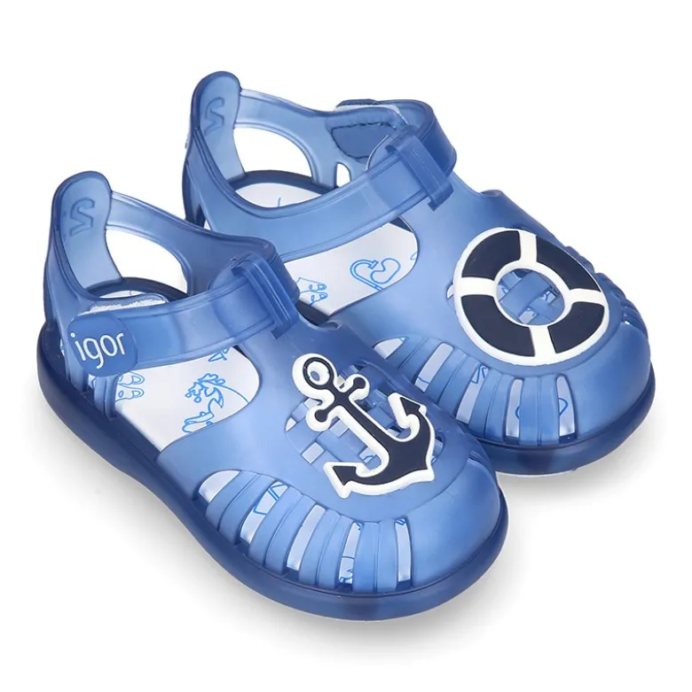 Cangrejera niños con diseño NÁUTICO y cierre adherente para Playa y Piscina.