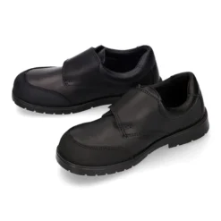 Colegial niños tipo Blucher sin cordones y con puntera reforzada en piel lavable.
