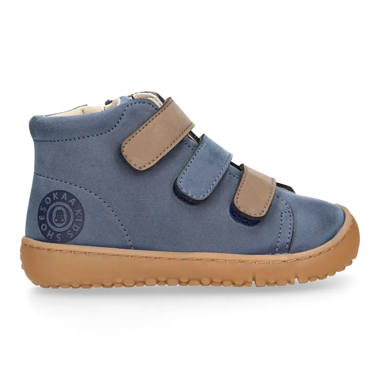Deportiva alta niños BAREFOOT Okaa Flex sin cordones y cremallera.