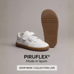 Deportiva Barefoot Colegial Blanca Piruflex | Made in Spain