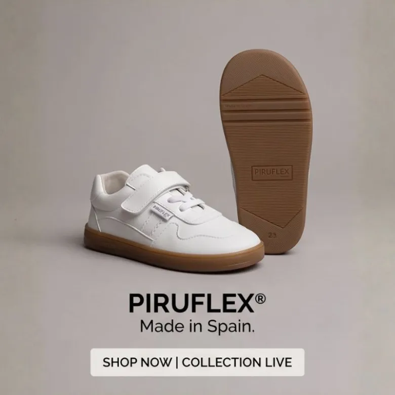Deportiva Barefoot Colegial Blanca Piruflex | Made in Spain