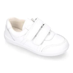 Deportiva colegial niños clásica sin cordones y puntera reforzada en piel lavable.
