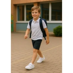 Deportiva colegial niños pequeños sin cordones en piel lavable