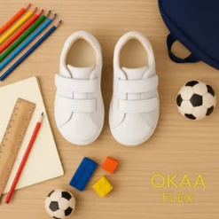 Deportiva colegial niños pequeños sin cordones en piel lavable