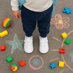 Deportiva colegial niños pequeños sin cordones en piel lavable