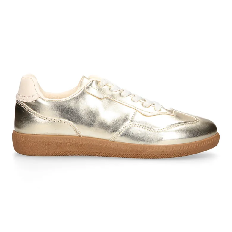 Deportiva moda mujer con cordones en color oro
