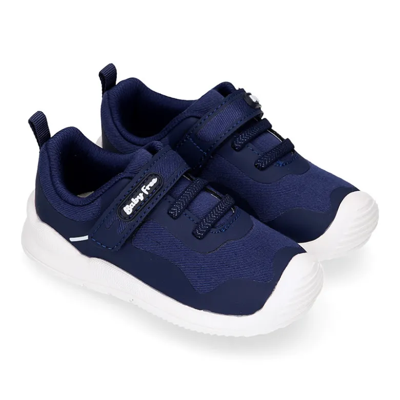 Deportiva niños BAREFOOT Baby free con cordones elásticos.