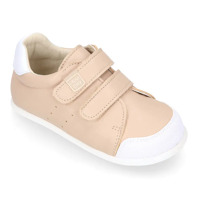 Deportiva niños respetuosa Okaa Flex en piel en colores.