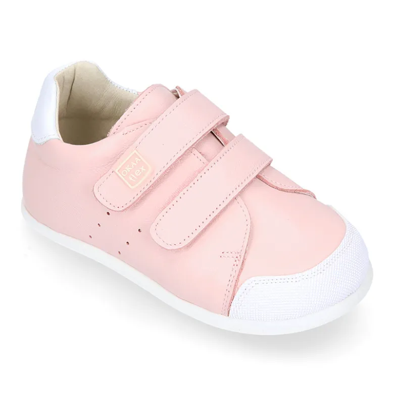 Deportiva niños respetuosa Okaa Flex en piel en colores.