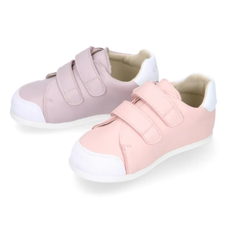 Deportiva niños respetuosa Okaa Flex en piel en colores.