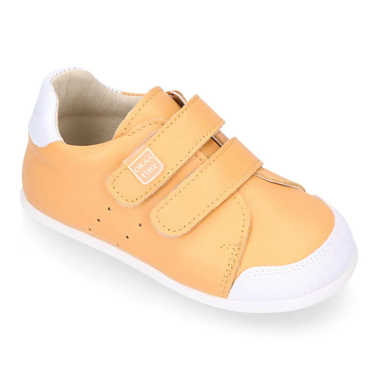 Deportiva niños respetuosa Okaa Flex en piel en colores.