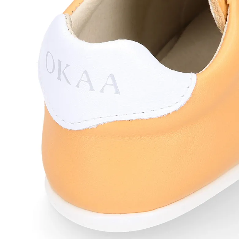 Deportiva niños respetuosa Okaa Flex en piel en colores.