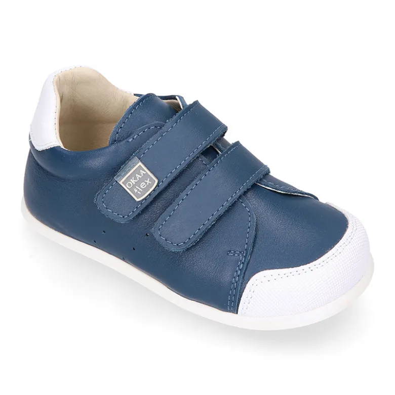 Deportiva niños respetuosa Okaa Flex en piel en colores.