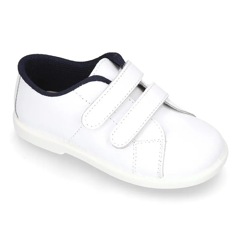 Deportivo niño peques sin cordones en piel lavable.