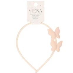 Diadema para el pelo de lino con mariposas.