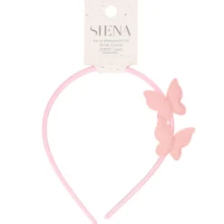 Diadema para el pelo de lino con mariposas.