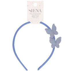 Diadema para el pelo de lino con mariposas.