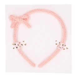 Diadema para el pelo de niña con lazo en lana de colores de primavera verano.