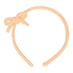 Diadema para el pelo de niña con lazo en lana de colores de primavera verano.