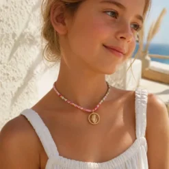 Gargantilla Infantil Virgen - Estampado de flores Inglés