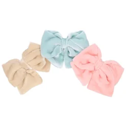 Lazo niña para pelo con pinza pico pato en terciopelo en colores pastel a juego con las merceditas.