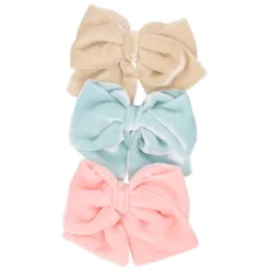 Lazo niña para pelo con pinza pico pato en terciopelo en colores pastel a juego con las merceditas.