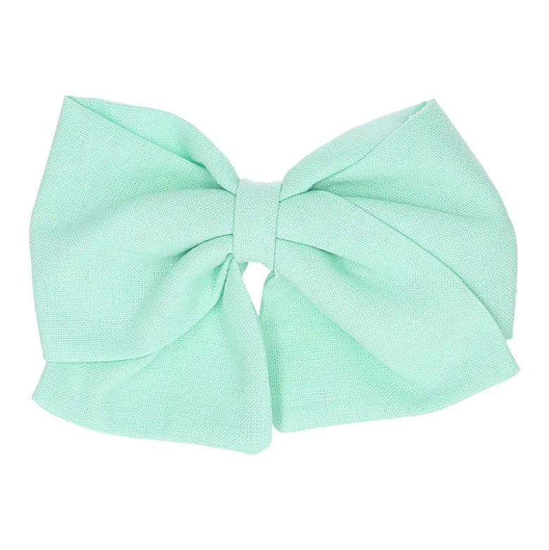 Lazo para el pelo de niña en tela de colores de primavera verano con pinza pico pato.