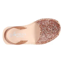 Menorquina niña con tira en piel EXTRA SUAVE con glitter.
