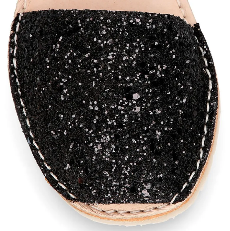 Menorquina niña con tira en piel EXTRA SUAVE con glitter.